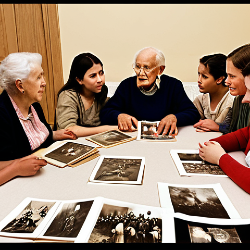 **Image Prompt for Personal Perspectives on History**: 
   "A warm, intimate scene depicting a diverse group of people engaged in storytelling, with an elderly person sharing personal memories of historical events. The background should include elements representing different eras, such as photographs of wars, migration, and everyday life. Capture the emotions of empathy and connection among the listeners."